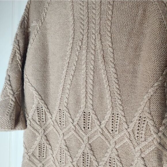 Moda International XL BeigeSnugFit WoolBlendCableKnit 3/4Sleeve Women’s Sweater - Picture 5 of 11